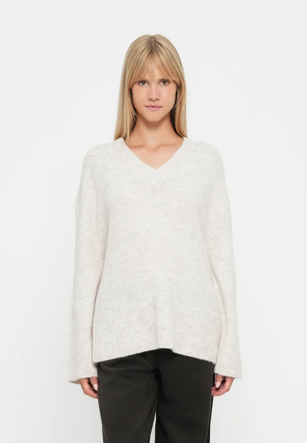 JDYMARINA V NECK PULLOVER - Strickpullover - beige melange