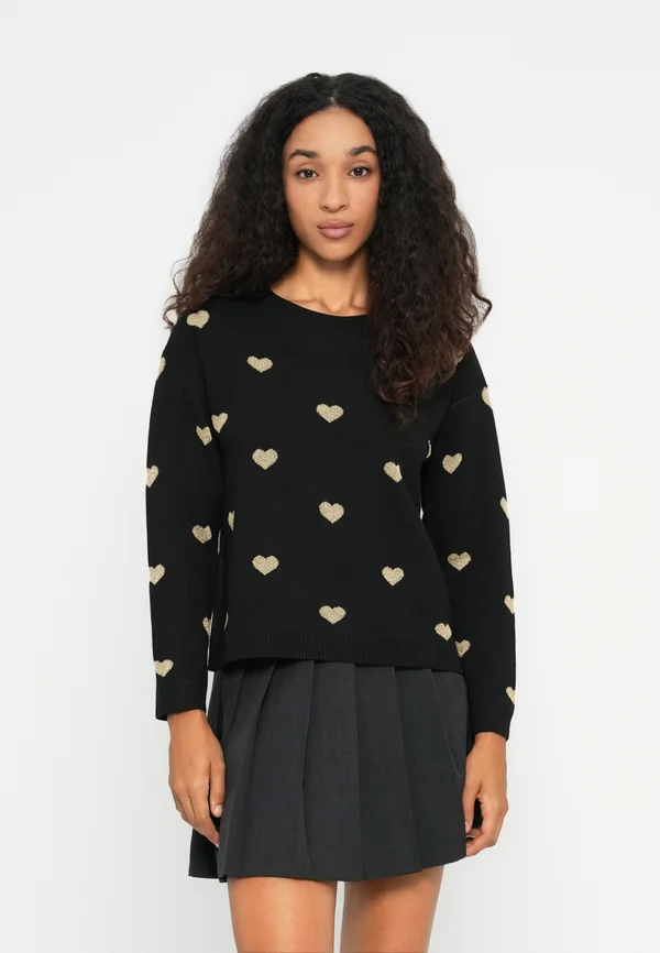 JDYPRIME LIFE HEART - Strickpullover - black/gold-coloured