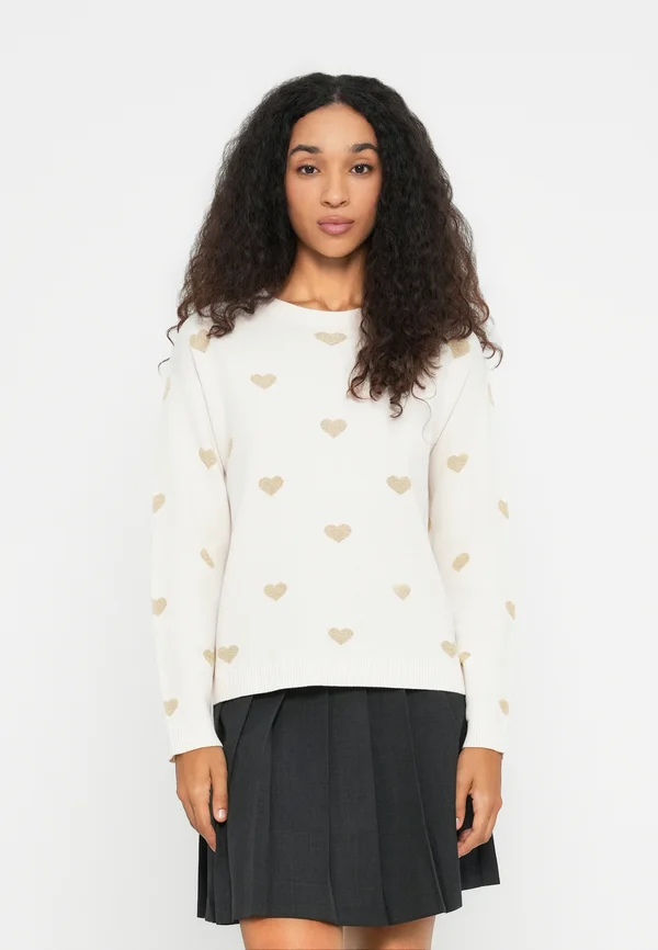 JDYPRIME LIFE HEART - Strickpullover - whitecap gray/gold-coloured