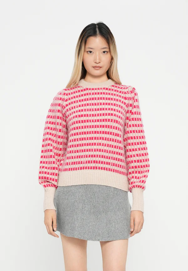 JDYSIGRID LIFE ON PUFF - Strickpullover - cement/love potion/lilas