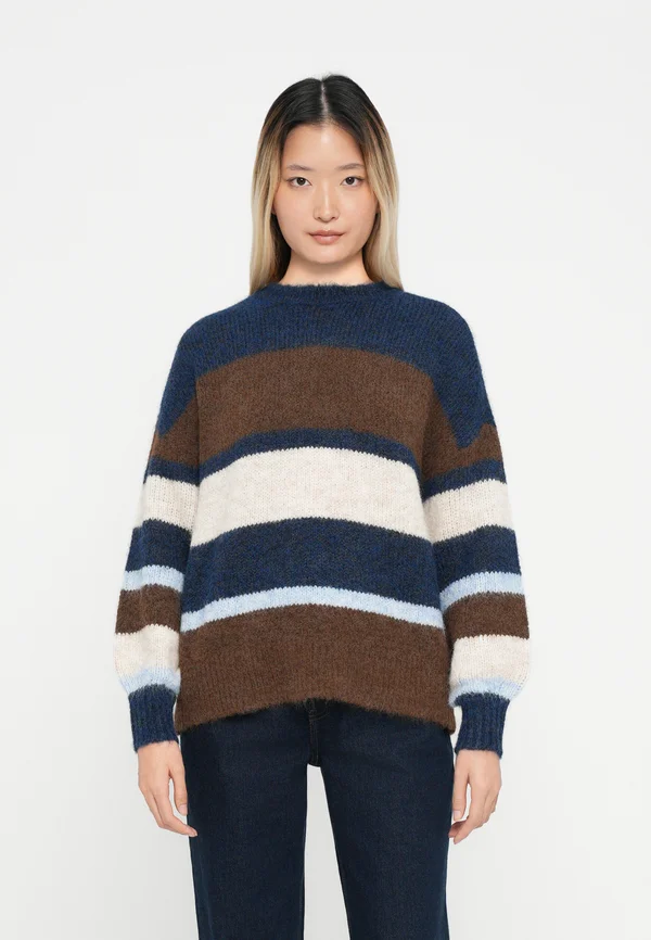 JDYZOEY LIFE COLORBLOCK - Strickpullover - total eclipse/shitake/birch/little boy blue