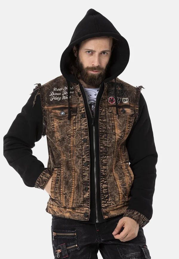 Jeansjacke - zwart-bruin
