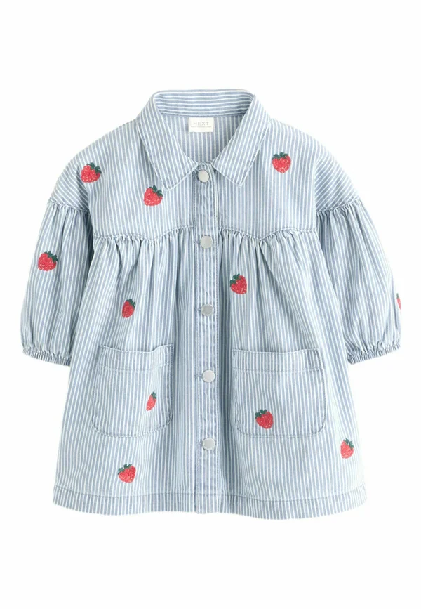 Jeanskleid - blue stripe strawberry