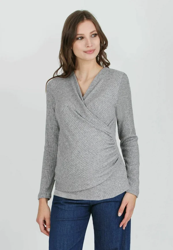 JENNIFER-NURSING WITH CROSSED NECKLINE - Strickpullover - grey
