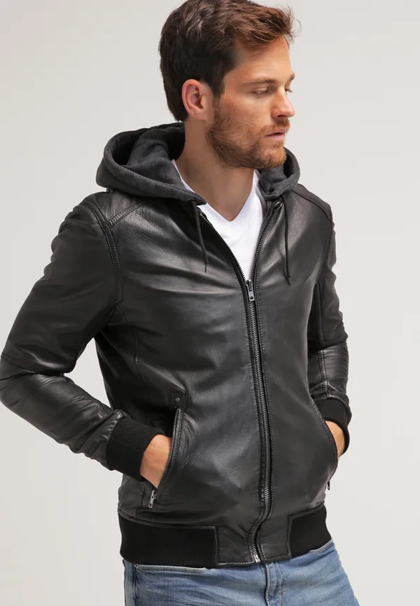 JIMMY - Lederjacke - Black