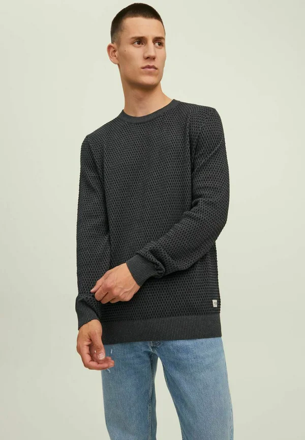 JJEATLAS CREW NECK - Strickpullover - dark grey melange
