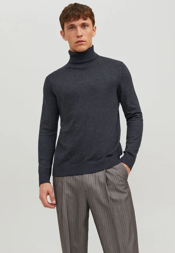 JJEEMIL ROLL NECK - Strickpullover - dark grey melange