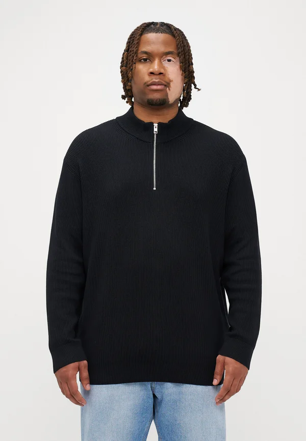 JJEPERFECT HALF ZIP - Strickpullover - black