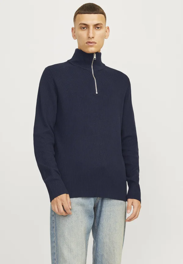 JJEPERFECT HALF ZIP - Strickpullover - blau
