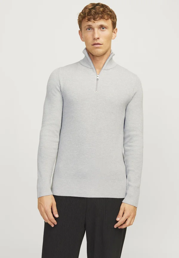 JJEPERFECT HALF ZIP - Strickpullover - light grey melange