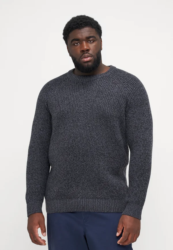 JJJONES CREW NECK - Strickpullover - asphalt/black