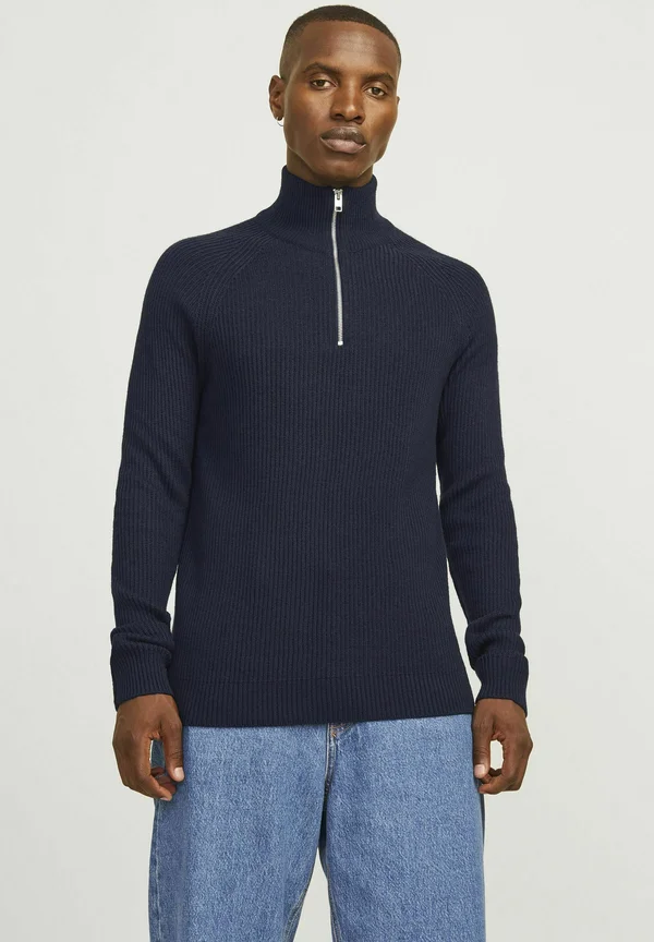 JJPANNEL HALF ZIP  - Strickpullover - navy blazer