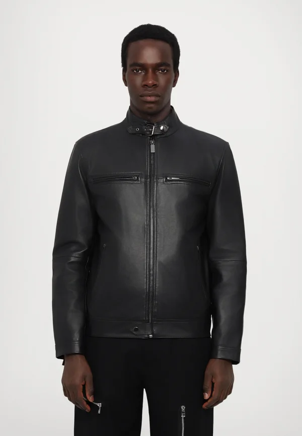 JOE BIKER JACKET - Lederjacke - black