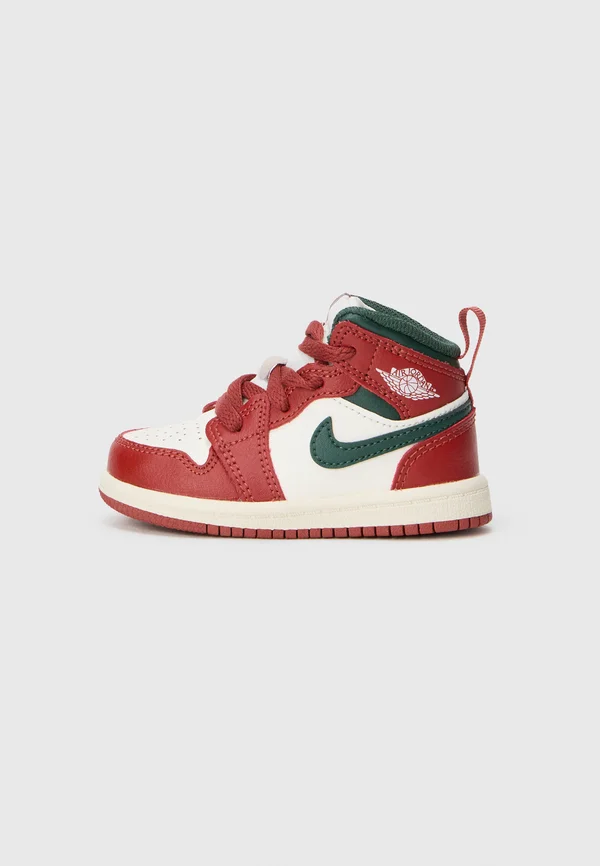 JORDAN 1 MID BT UNISEX - Sneaker high - sail/midnight green/pure platinum-coloured/red stone