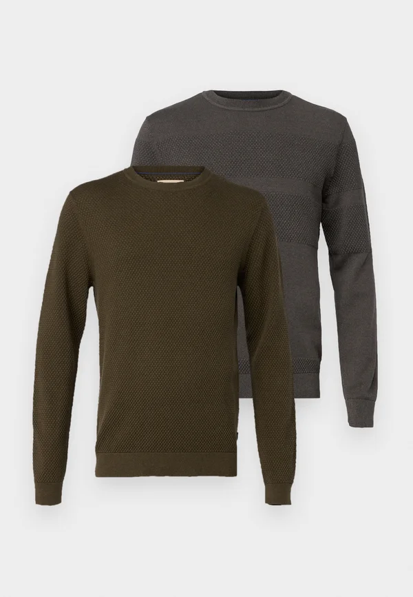 JPRBLUNOAH CREW NECK 2 PACK - Strickpullover - olive night/charcoal gray
