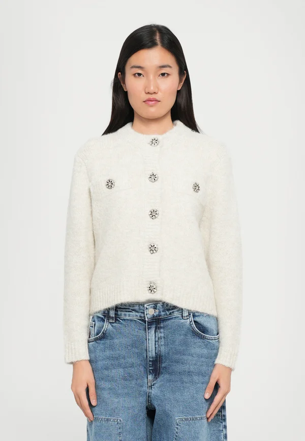 JULEE CARDIGAN - Strickjacke - silver-coloured/white