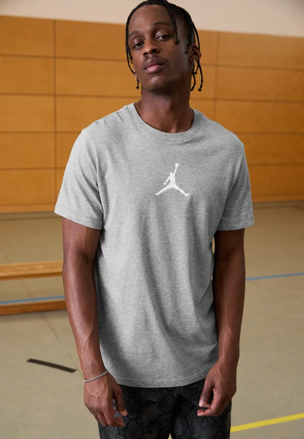 JUMPMAN SHORT SLEEVE CREW - Sport T-Shirt - carbon heather/white