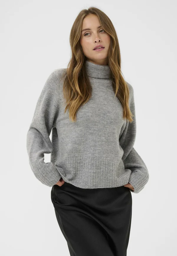KAERIN ROLLNECK - Strickpullover - light grey melange