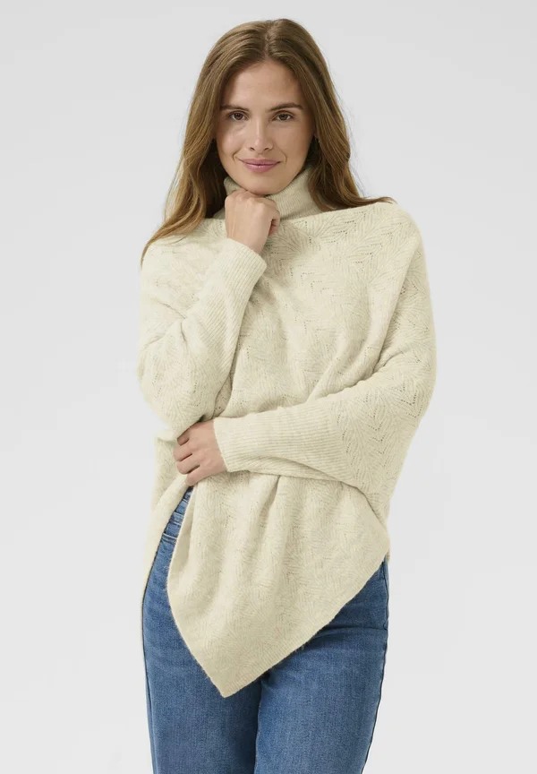 KAJENNIE ROLLNECK PONCHO - Strickpullover - eggnog melange