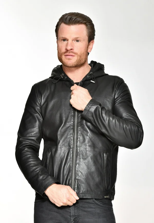 KAPUZE ESTERO - Lederjacke - black