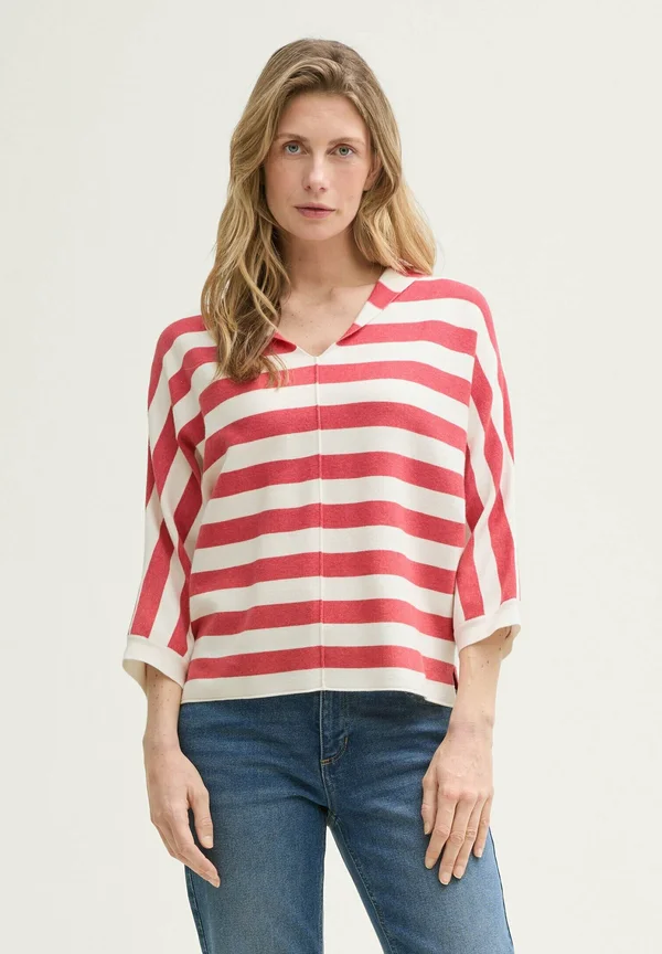 Kapuzenpullover - red melange block stripe