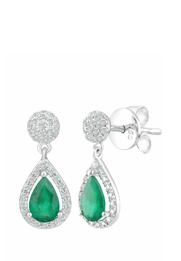 KARAT WITH TEARDROP SHAPED EMERALD - Ohrringe - white gold-coloured