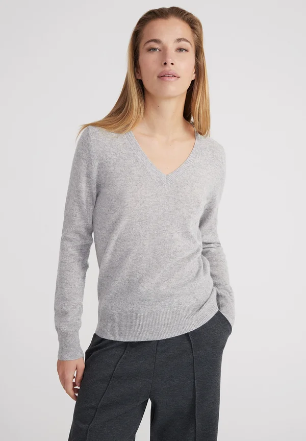 KASCH-MIR V-NECK JUMPER - Strickpullover - light grey melange
