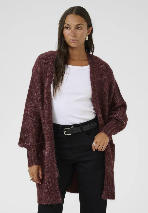 KATRINA KNIT CARDIGAN - Strickjacke - windsor wine melange