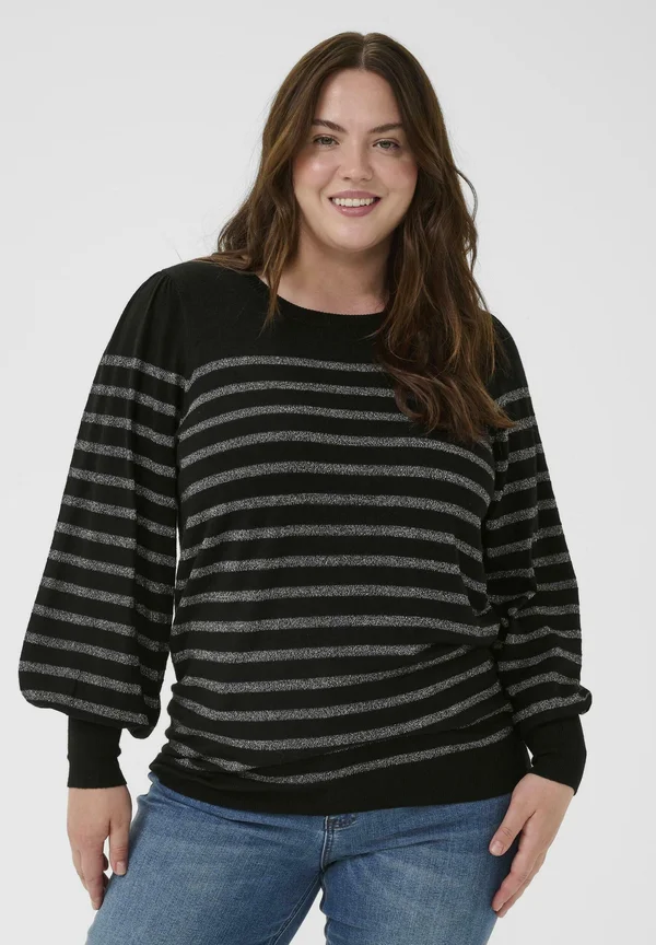 KCLINIA KNIT PULLOVER - Strickpullover - black/silver stripe