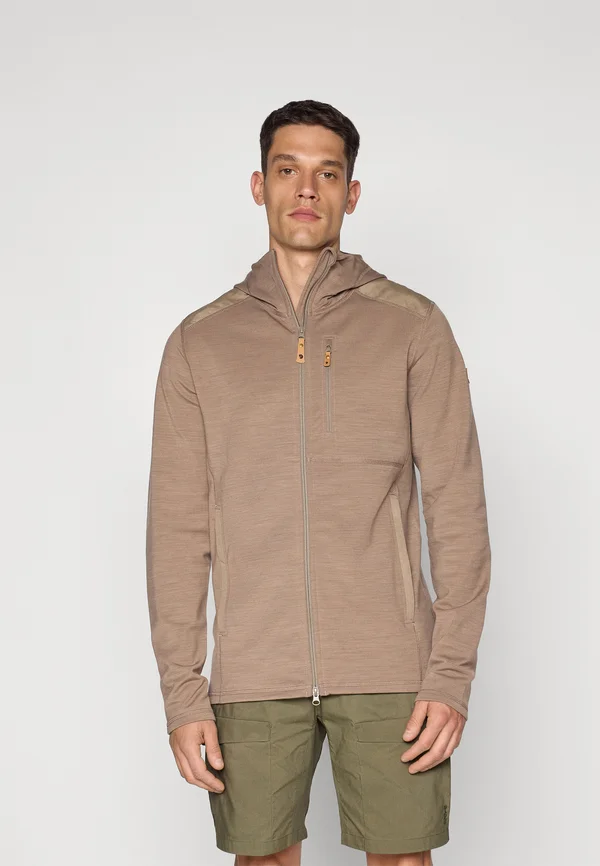 KEB FLEECE HOODIE - Sweatjacke - suede brown