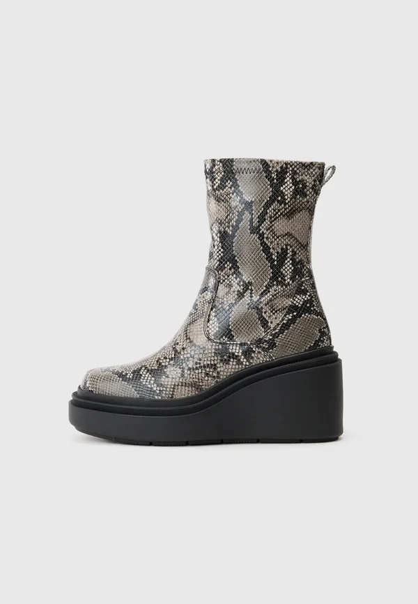 Keilstiefelette - snake grey/black