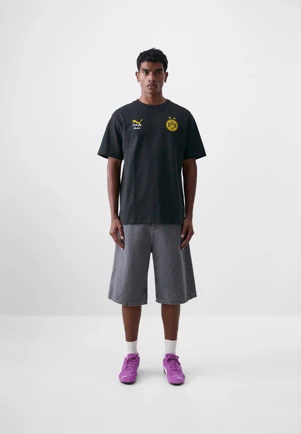 KIDSUPER BORUSSIA DORTMUND GRAPHIC TEE - Vereinsmannschaften - black/faster yellow