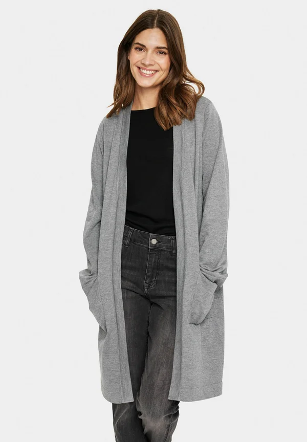 KILASZ LS OPEN - Strickjacke - mist grey melange