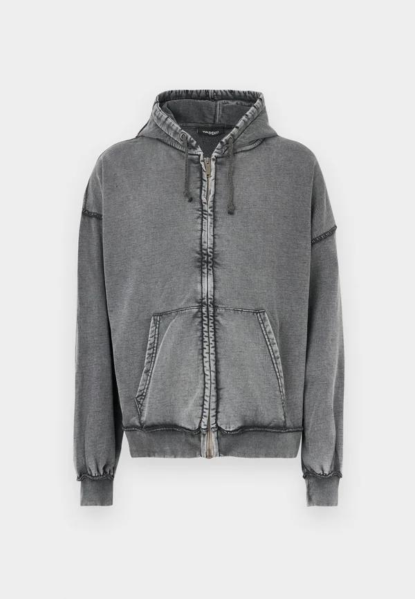 KINGDOM CURVE FADED ZIP UNISEX - Sweatjacke - faded black