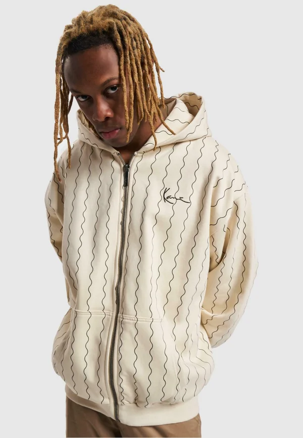 KK CHEST SIGNATURE OS ZICZAC FULL ZIP - Sweatjacke - off white