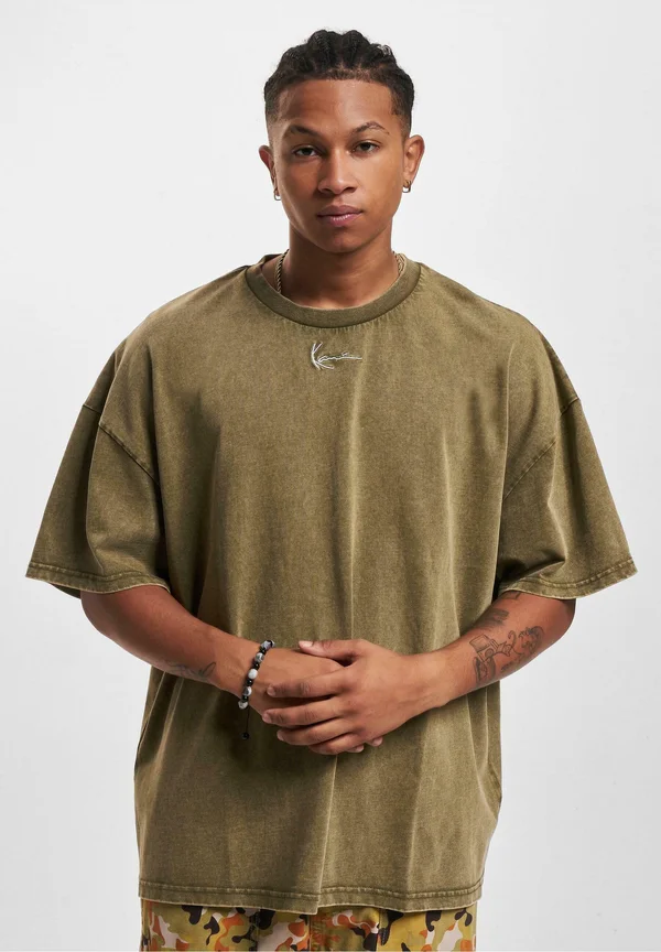KK SMALL SIGNATURE HEAVY WASHED BOXY - T-Shirt basic - dark olive