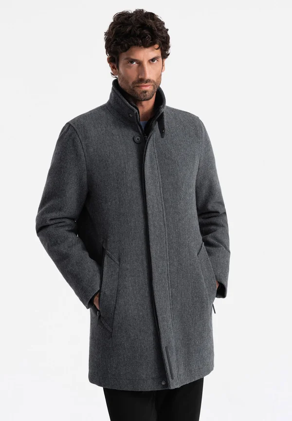 Klassischer Mantel - dark grey melange