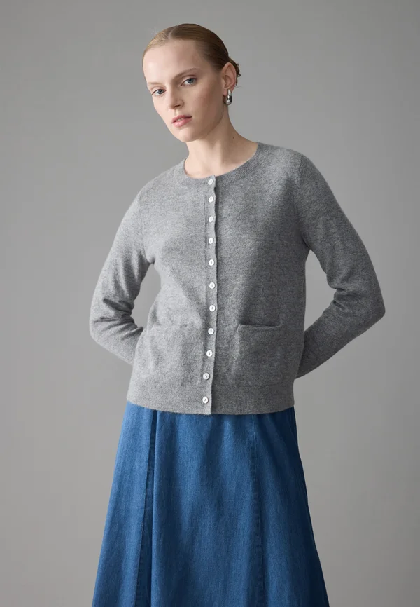 KNIT CARDIGAN CASHMERE - Strickjacke - mid grey melange