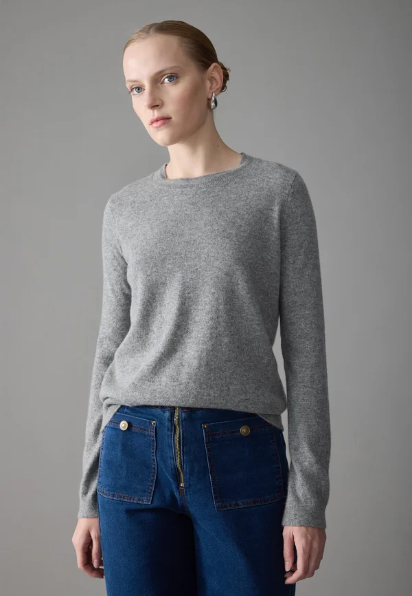 KNIT JUMPER CASHMERE - Strickpullover - mid grey melange
