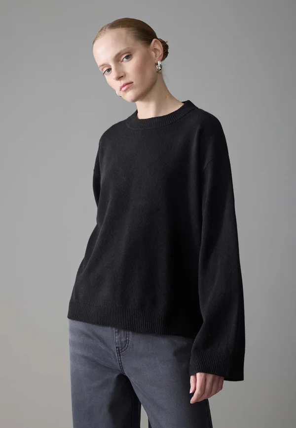 KNIT JUMPER WOOL CASHMERE MIX - Strickpullover - black