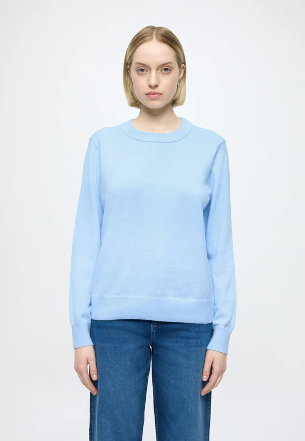 KNIT PULLOVER, LONGSLEEVE, ROUND NECK - Strickpullover - light blue melange_02