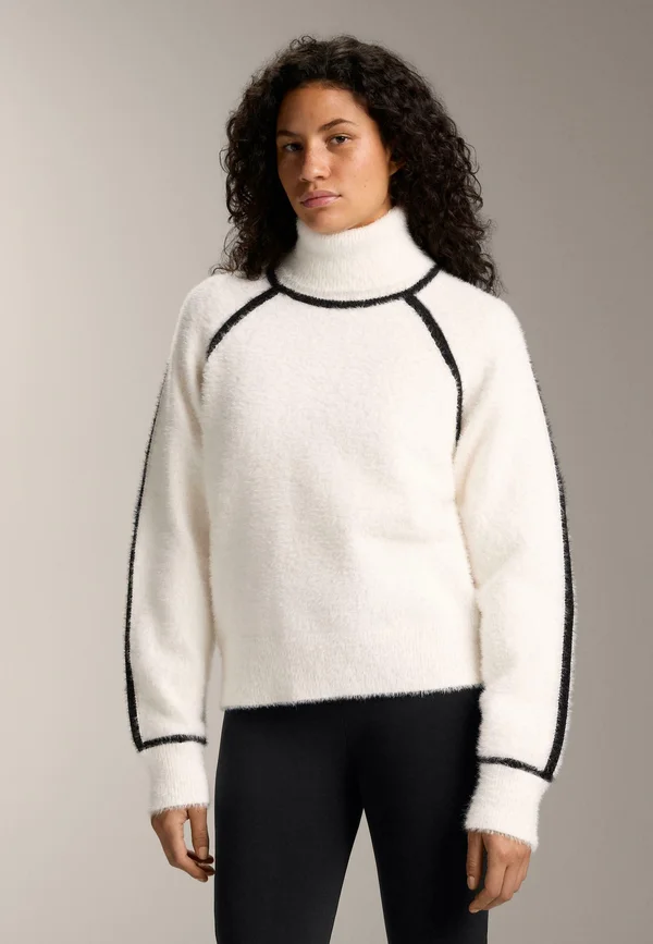 KNIT WITH PIPING AND RAISED NECK - Strickpullover - stone