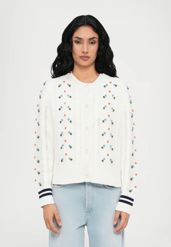 KNITTED CREW NECK - Strickjacke - white