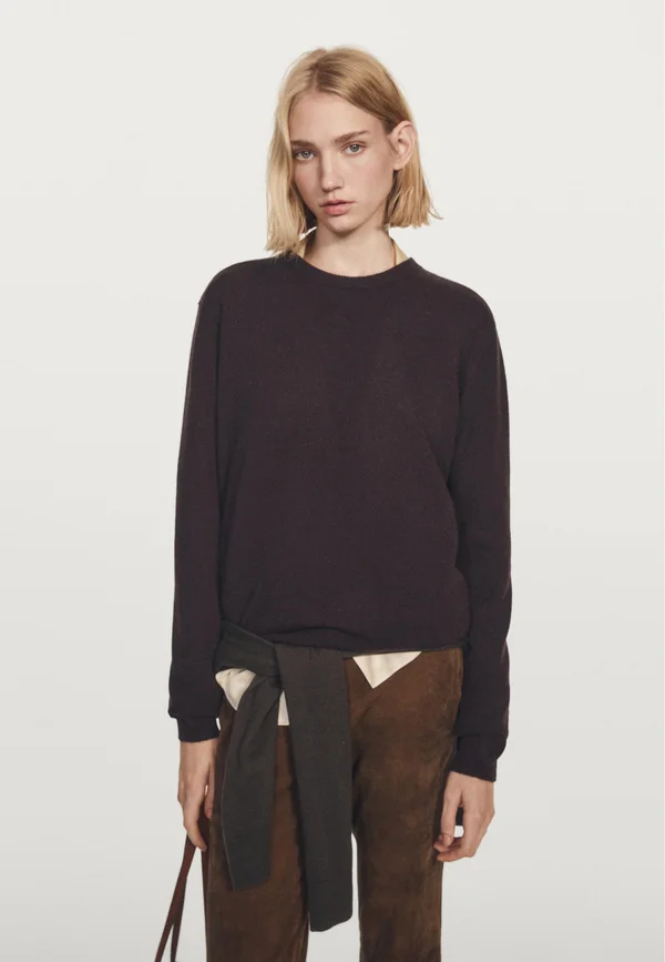 KNITTED CREW NECK SWEATER - Strickpullover - dark brown