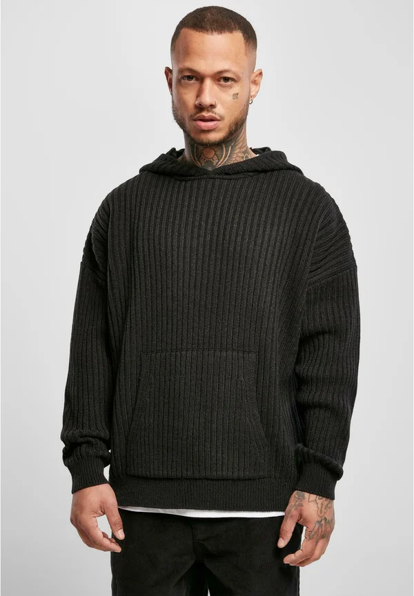 KNITTED HOODY - Kapuzenpullover - black