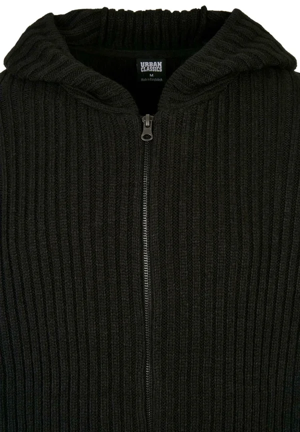 KNITTED ZIP HOODY - Strickjacke - black