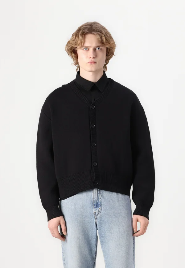KONRAD BOXY CARDIGAN - Strickjacke - black dark