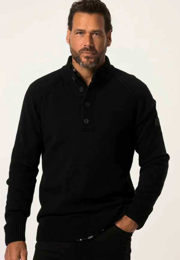 KRAGEN MIT KNÖPFEN - Strickpullover - dark blue