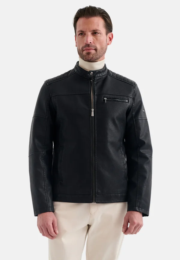 Kunstlederjacke - black schwarz