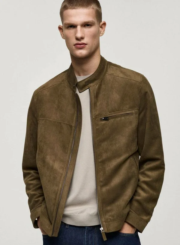 Kunstlederjacke - khaki